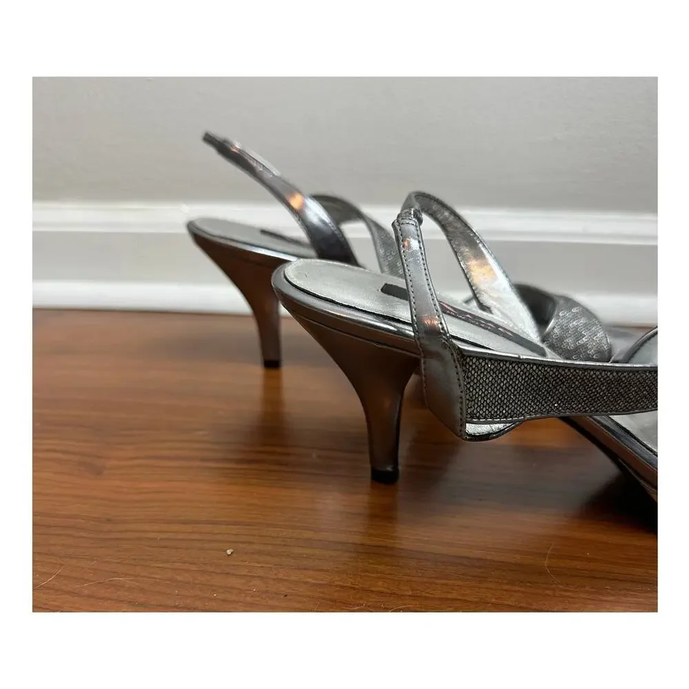 Nina Heels 10M EU 40 Silver Strappy